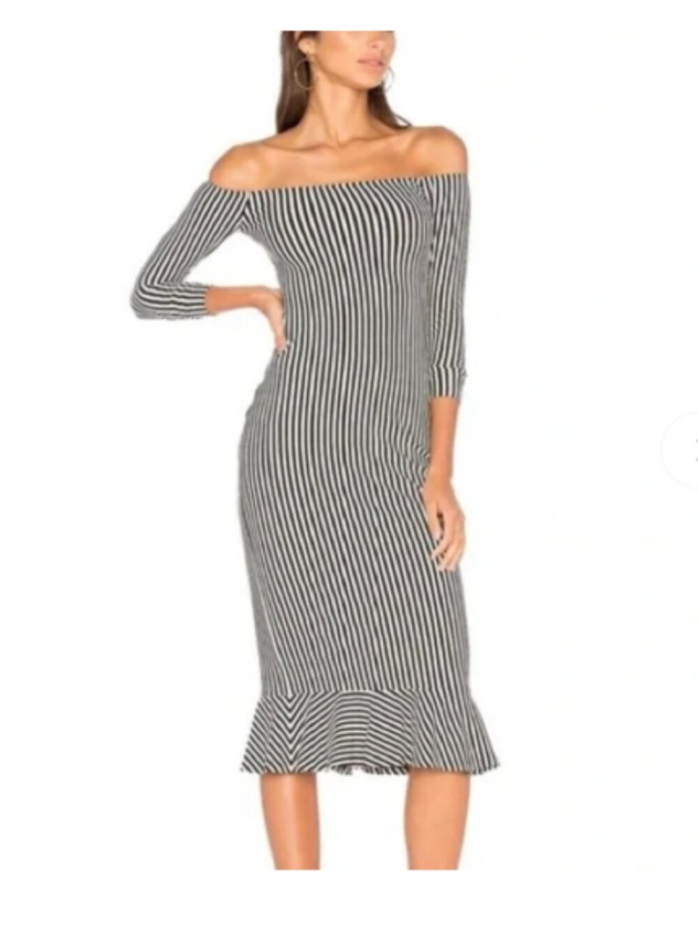 House of Harlow 1960 Revolve Phoebe Striped Bodycon Off-shoulder Dress M NWT